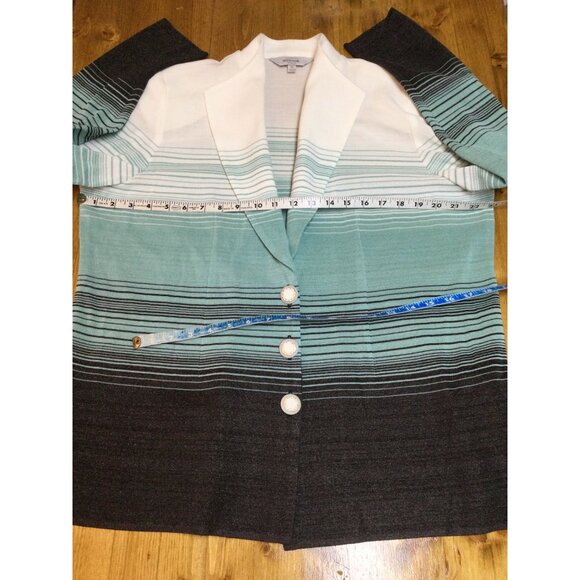 Misook Woman 1X Ombré Striped Cardigan Sweater Blazer Jacket Dressy Metallic - Picture 8 of 10